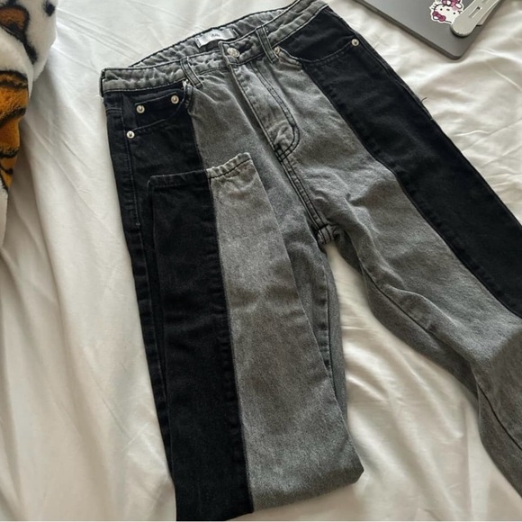 edikted straight leg jeans black and grey - Picture 2 of 6